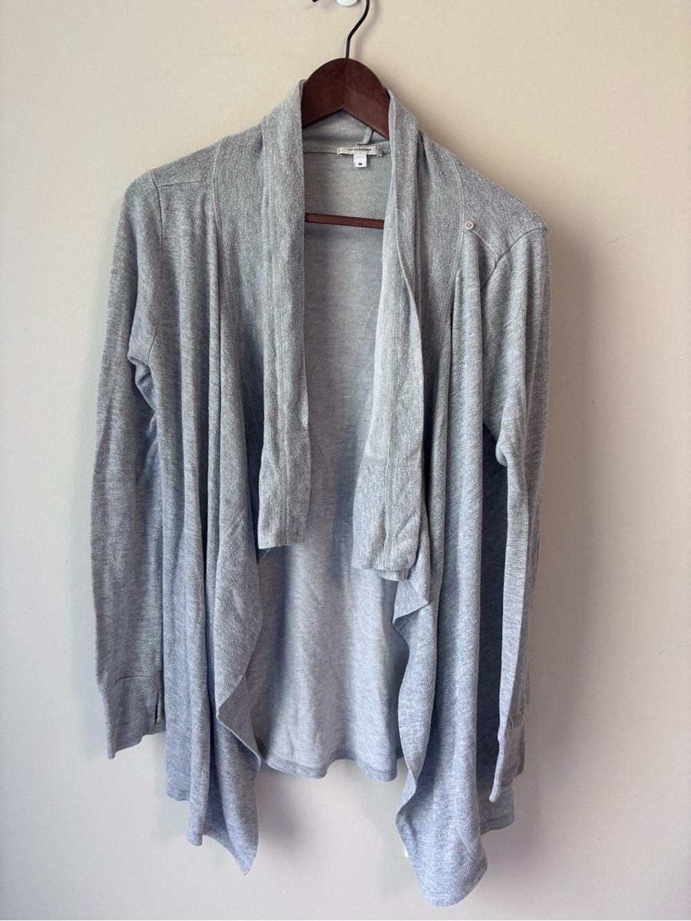 Stella & Dot Light Gray Draped Open-Front Cardigan